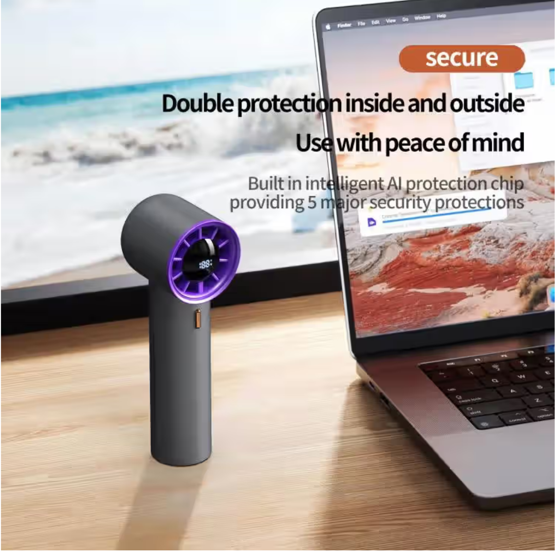 HX-F368 Smart Digital Display High Speed Handheld Fan